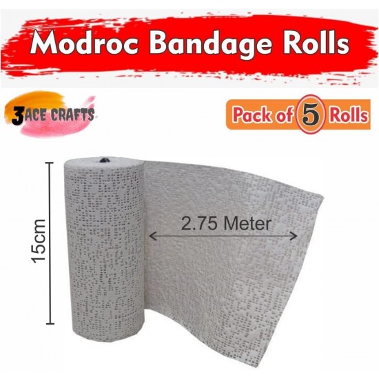 Modroc Plaster Bandage Rolls – (Pack of 5 ), 15cm X 2.75m, Ideal for Moulding, Casting & Papier Mache