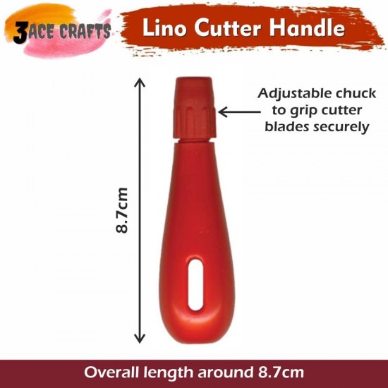 Red Plastic Lino Cutter Handles (Pack o f 1) – Adjustable Chuck for Blades, Perfect for Crafting, Art & DIY Projects