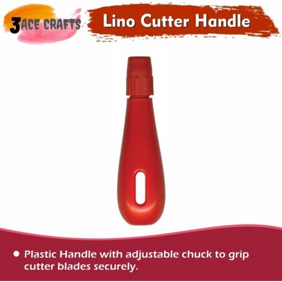 Red Plastic Lino Cutter Handles (Pack o f 1) – Adjustable Chuck for Blades, Perfect for Crafting, Art & DIY Projects