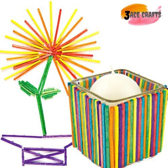 Coloured Wooden Craft Matchsticks (Pack of 500) – Headless Sticks for DIY Models, Art Projects & Classroom Activities
