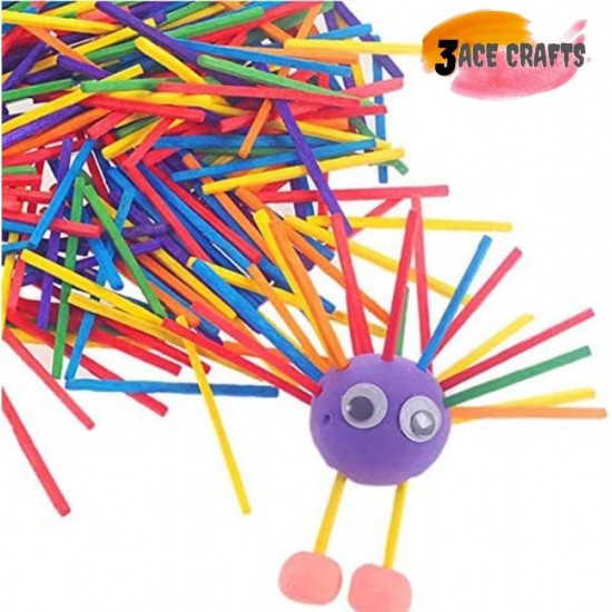 Coloured Wooden Craft Matchsticks (Pack of 500) – Headless Sticks for DIY Models, Art Projects & Classroom Activities