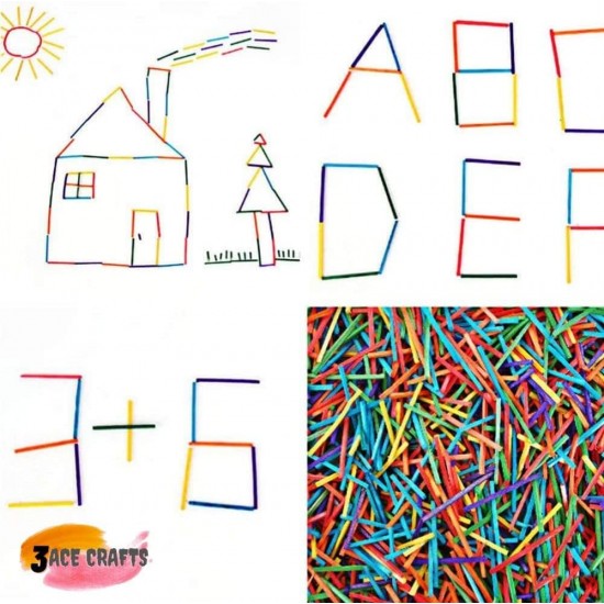 Coloured Wooden Craft Matchsticks (Pack of 500) – Headless Sticks for DIY Models, Art Projects & Classroom Activities