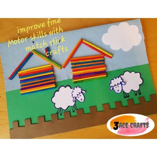 Coloured Wooden Craft Matchsticks (Pack of 500) – Headless Sticks for DIY Models, Art Projects & Classroom Activities