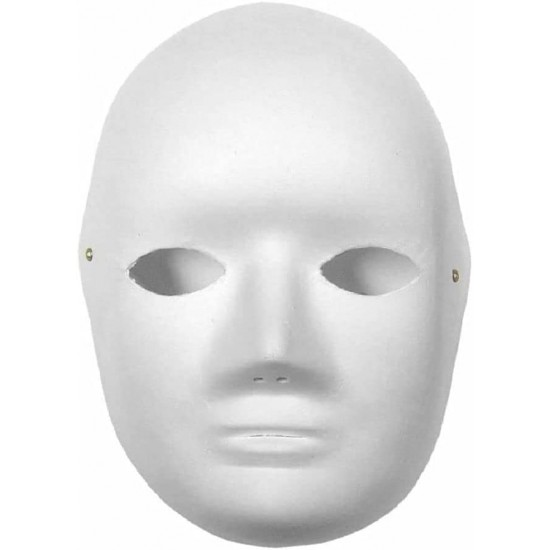 White Paper Fibre Face Mask (Pack of 1) - Eco-Friendly Cane Fibre   Ideal for Painting with Crayons, Felt pens ,Halloween Parties & DIY Activities