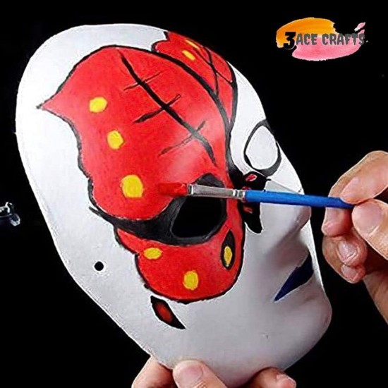 White Paper Fibre Face Mask (Pack of10) - Eco-Friendly Cane Fibre Ideal for Painting with Crayons, Felt pens ,Halloween Parties & DIY Activities