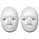 White Paper Fibre Face Mask (Pack of 2) - Eco-Friendly Cane Fibre Ideal for Painting with Crayons, Felt pens ,Halloween Parties & DIY Activities