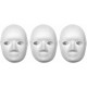 White Paper Fibre Face Mask (Pack of 3) - Eco-Friendly Cane Fibre Ideal for Painting with Crayons, Felt pens ,Halloween Parties & DIY Activities