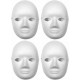 White Paper Fibre Face Mask (Pack of 4) - Eco-Friendly Cane Fibre Ideal for Painting with Crayons, Felt pens ,Halloween Parties & DIY Activities