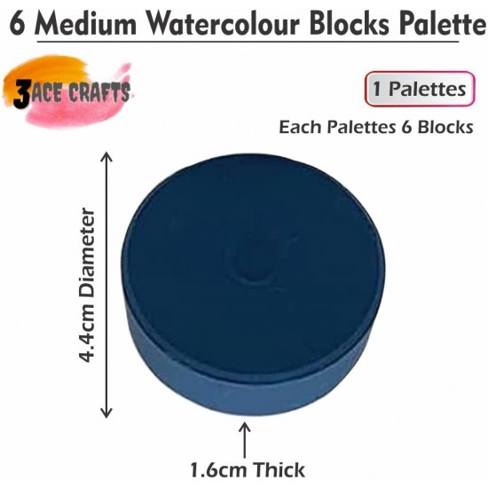 18-Color Medium Watercolour Blocks Set (Pack of 1) - 44mm x 16mm Thick, Ideal for School Craft Projects, Art Activities, and DIY Creations