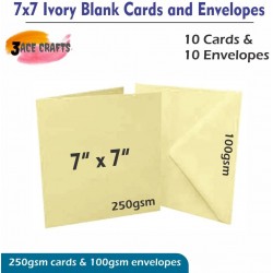 Ivory Blank Cards and Envelopes (Pack of 10) - 7 x 7 inch, Perfect for Card Making, Invitations, and DIY Craft Projects