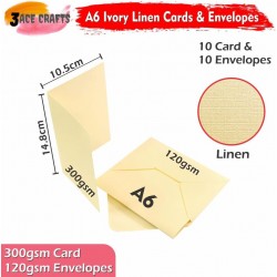 Ivory Blank Cards and Envelopes (Pack of 10) - A6 Linen, Perfect for Card Making, Invitations, and DIY Craft Projects