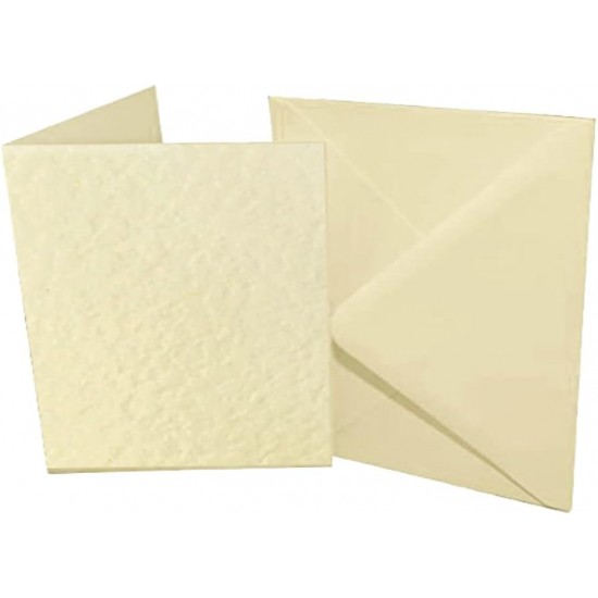 Ivory Blank Cards and Envelopes (Pack of 10) - Square Hammered, Perfect for Card Making, Invitations, and DIY Craft Projects
