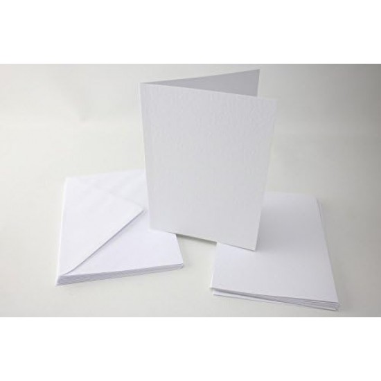 A6 A5 Square Hammered Folding Cards And Envelopes - (135mm White Hammered), Ideal for Card Making, Invitations & DIY Crafts