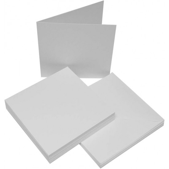 Card and Envelope (Pack of 25) - 7 x 7 inch, 1064, White , Ideal for special occasion invitations ,craft projects,