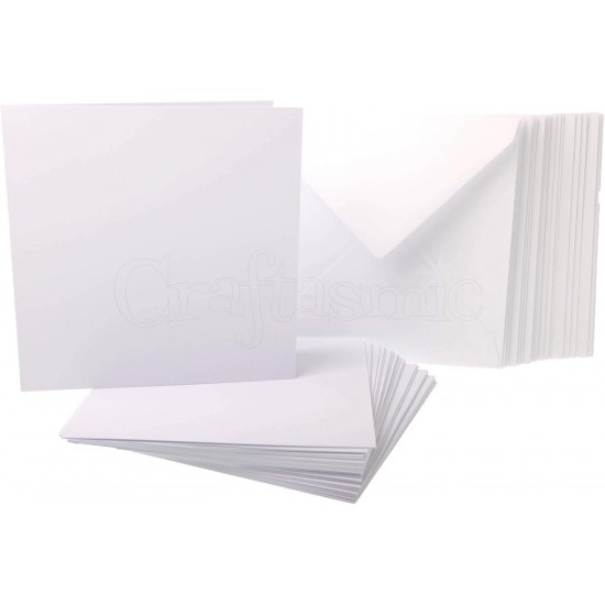 Card and Envelope (Pack of 25) - 7 x 7 inch, 1064, White , Ideal for special occasion invitations ,craft projects,