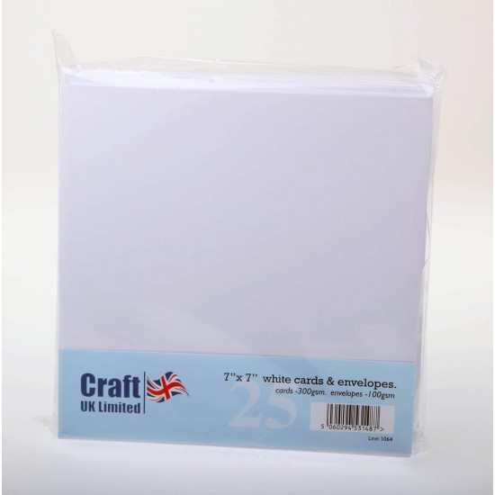 Card and Envelope (Pack of 25) - 7 x 7 inch, 1064, White , Ideal for special occasion invitations ,craft projects,