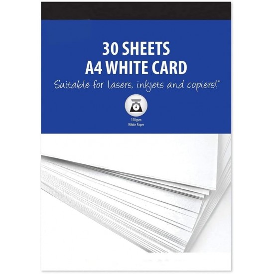A4 White Card, 150gsm, 30 Sheets (Pack of 1) – Perfect for Laser, Inkjet & Copier Compatible