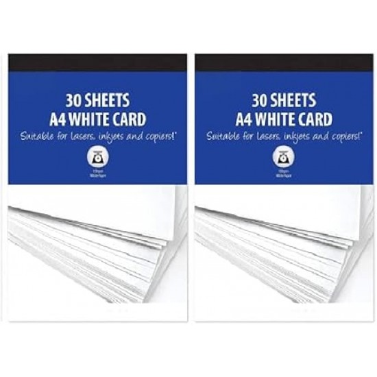 A4 White Card, 150gsm, 30 Sheets (Pack of 2) – Perfect for Laser, Inkjet & Copier Compatible