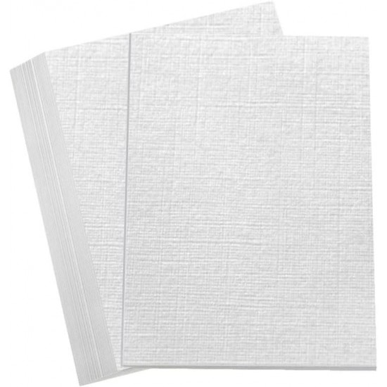 A3 White Card (Pack of 10)- Linen, 300gsm, Thick Paper for Arts & Crafts, School Projects, Professional Printing, Wedding Invitations