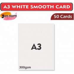 A3 White Card (Pack of 50) - Smooth, 300gsm, Thick Paper for Arts & Crafts, School Projects, Professional Printing, Wedding Invitations