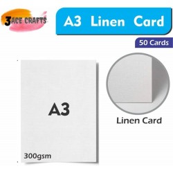 A3 White Card (Pack of 50)- Linen, 300gsm, Thick Paper for Arts & Crafts, School Projects, Professional Printing, Wedding Invitations