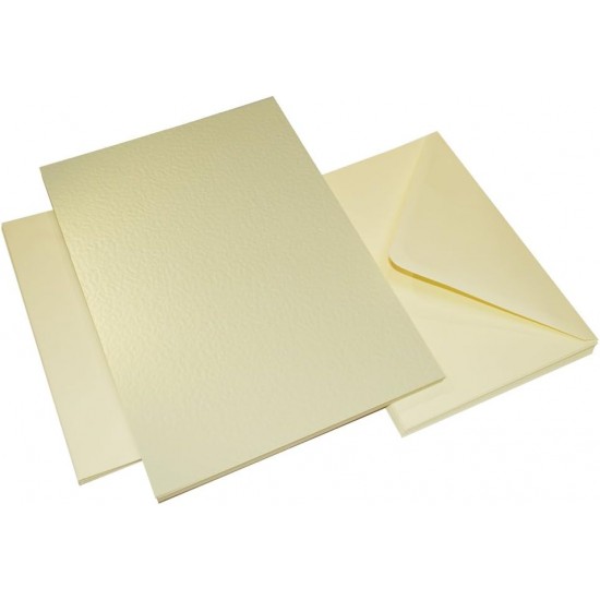 C5 Card and Envelope (Pack of 25) - Ivory, Hammered, 2253, Ideal for special occasion invitations ,craft projects