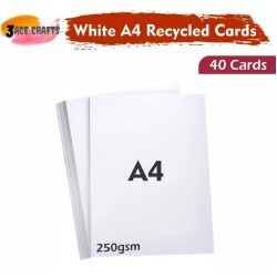 A4 White Card 250gsm - (Pack of 40) , Thick Paper for Arts & Crafts, School Projects, Professional Printing, Wedding Invitations